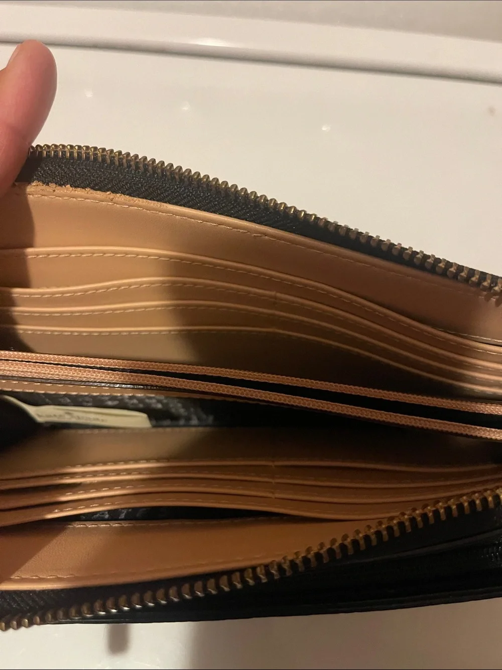 kate spade Black Leather Wristlet Wallet with Gold Logo
